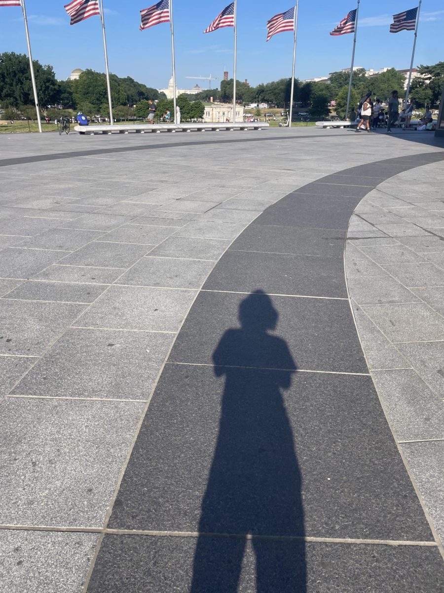 Jonah De Leon (10) take a picture of his shadow overlooking the U.S. Capitol Building in Washington D.C.