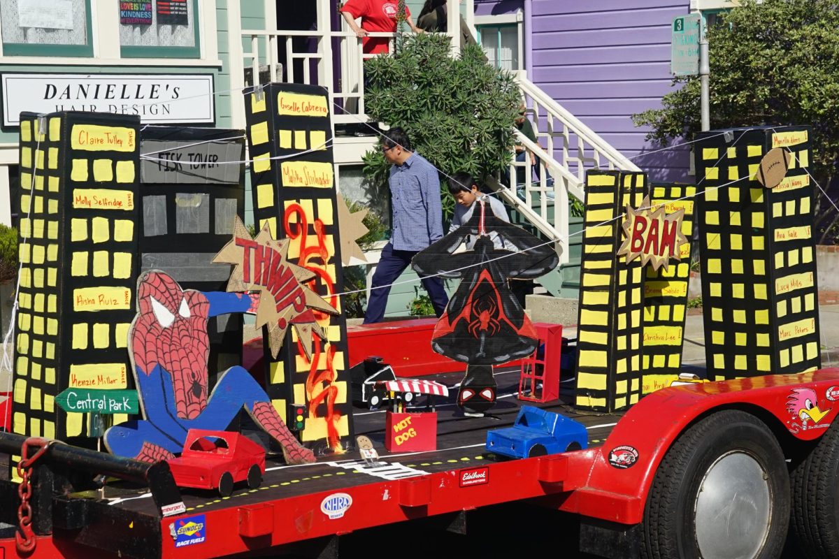 Junior class homecoming float: Spiderman