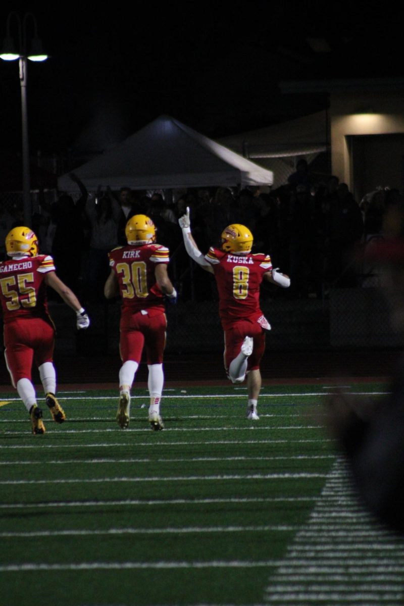 Senior Garett Kuska scoring after defensive strip-sack