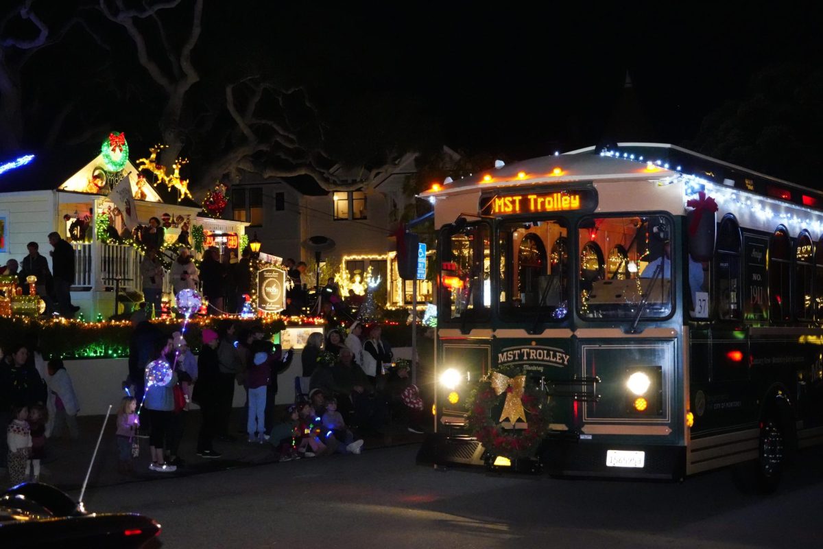 MST Trolley in Pacific Grove's annual Parade of Lights
